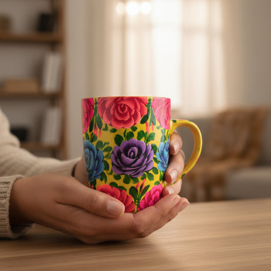 Floral Ember Mug - Handcrafted Floral Pottery Mug