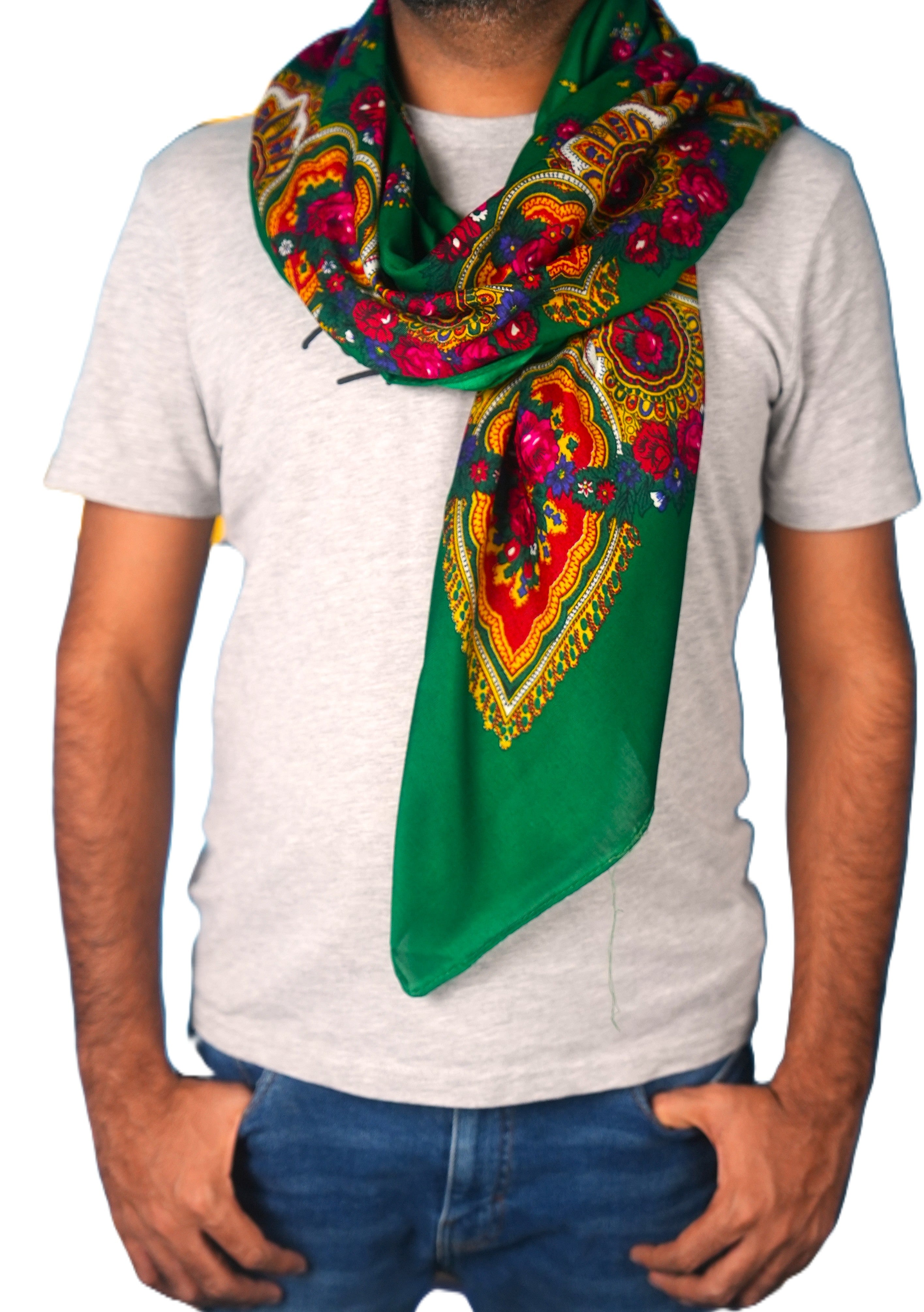 Beautiful Boho Scarf – Multicolor Folk Print, Cotton Blend