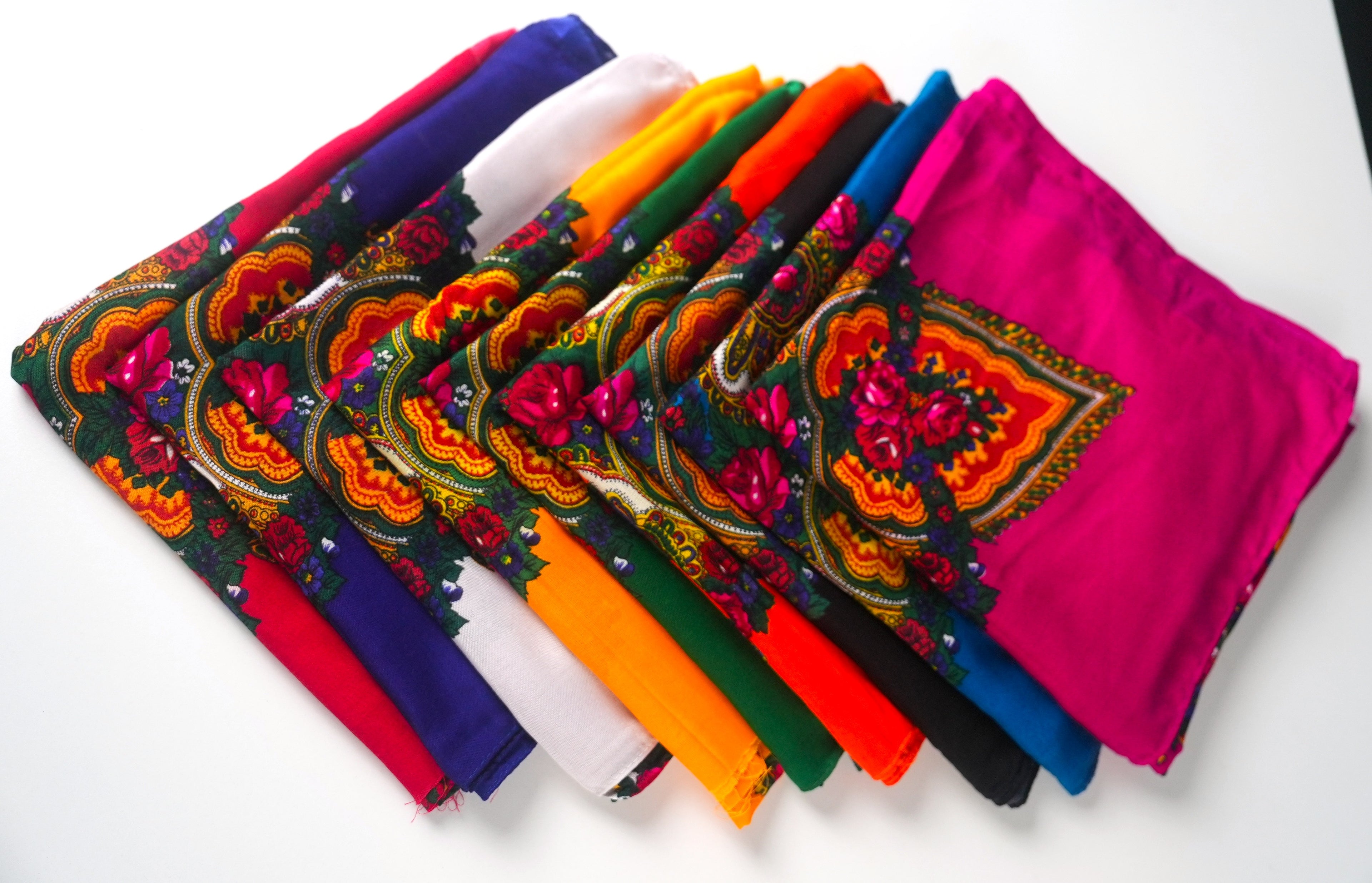 Beautiful Boho Scarf – Multicolor Folk Print, Cotton Blend