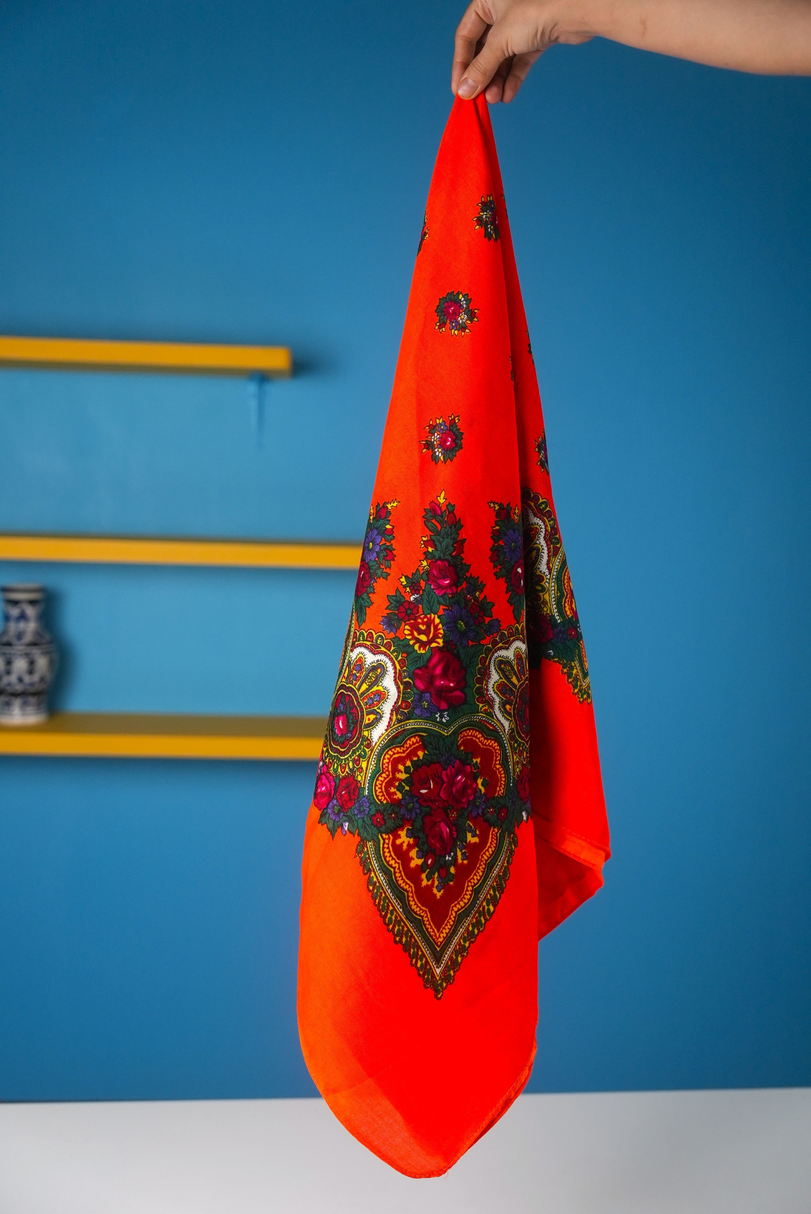 Beautiful Boho Scarf – Multicolor Folk Print, Cotton Blend