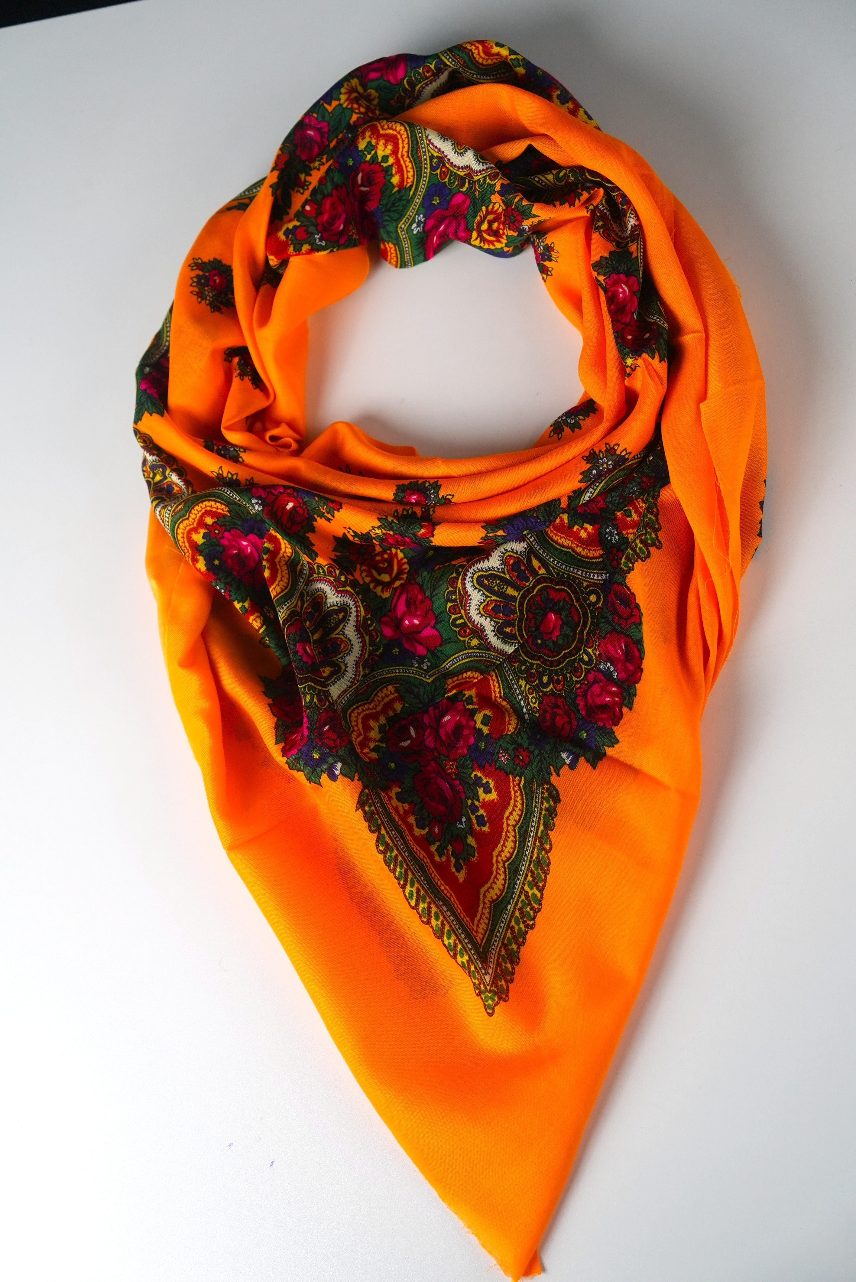Beautiful Boho Scarf – Multicolor Folk Print, Cotton Blend
