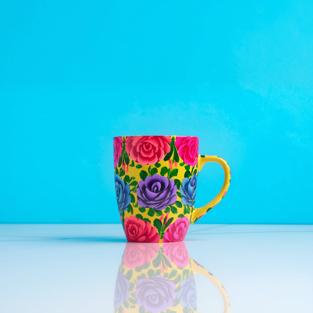 Floral Ember Mug - Handcrafted Floral Pottery Mug