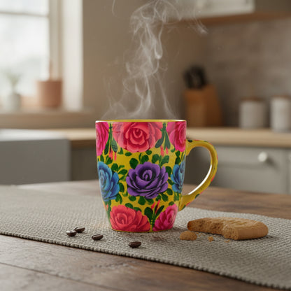 Floral Ember Mug - Handcrafted Floral Pottery Mug