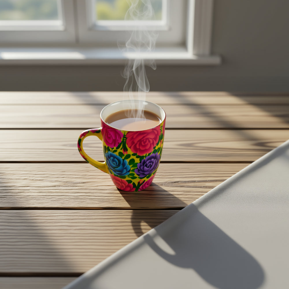 Floral Ember Mug - Handcrafted Floral Pottery Mug