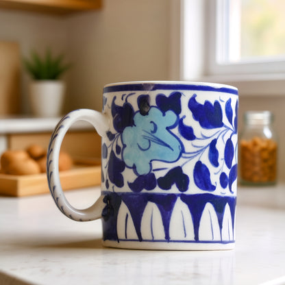 Indigo Bloom Mug - Handcrafted Blue Pottery Mug