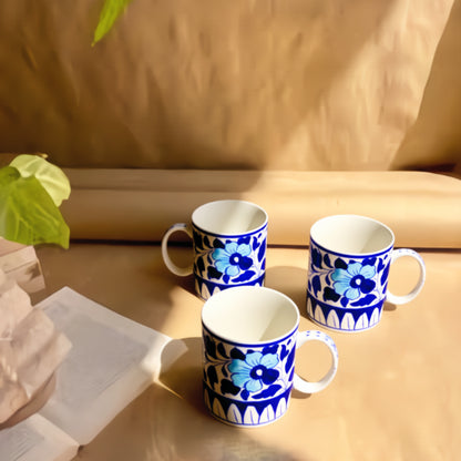 Indigo Bloom Mug - Handcrafted Blue Pottery Mug