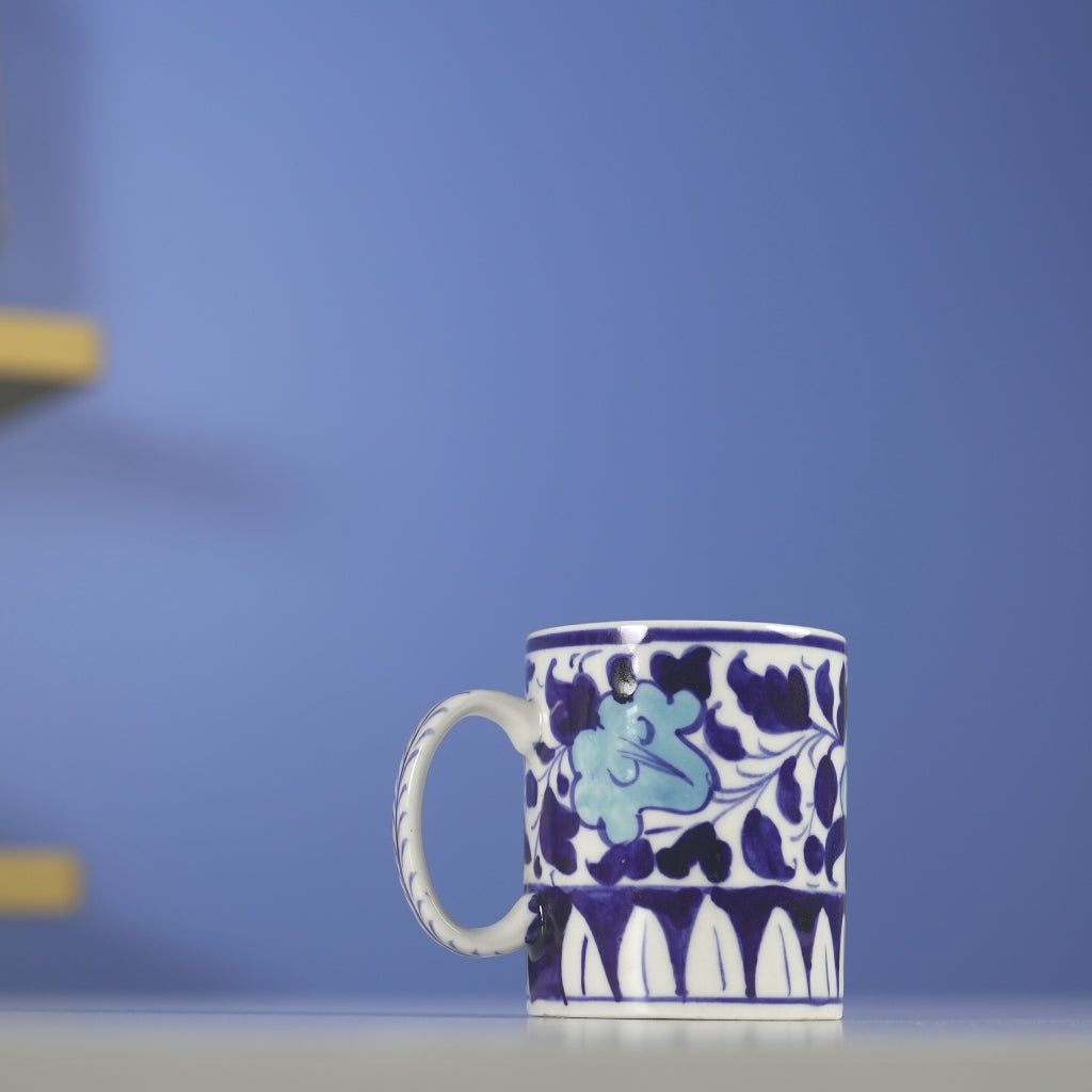 Indigo Bloom Mug - Handcrafted Blue Pottery Mug