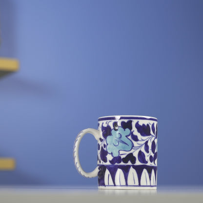 Indigo Bloom Mug - Handcrafted Blue Pottery Mug
